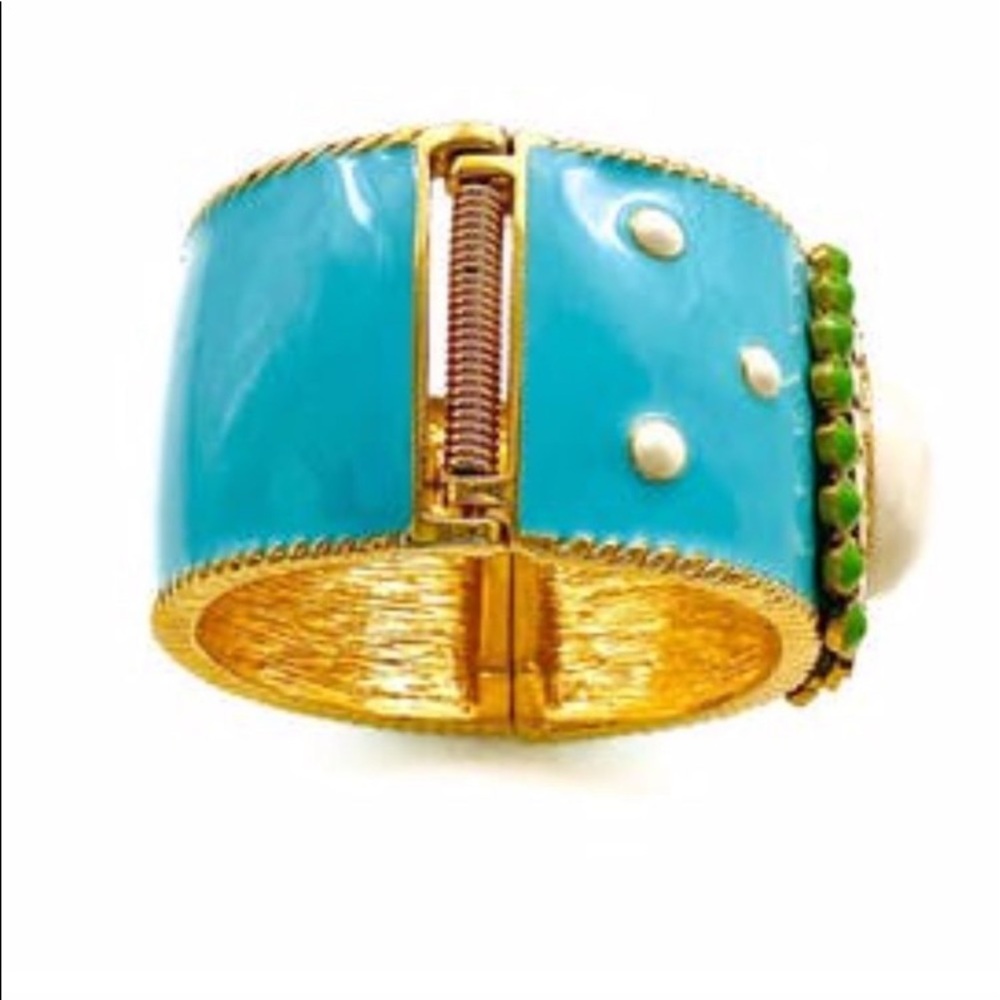 Stella & Dot | Colorburst Enamel Hinged Cuff Bracelet Turquoise + Green … - Picture 6 of 10